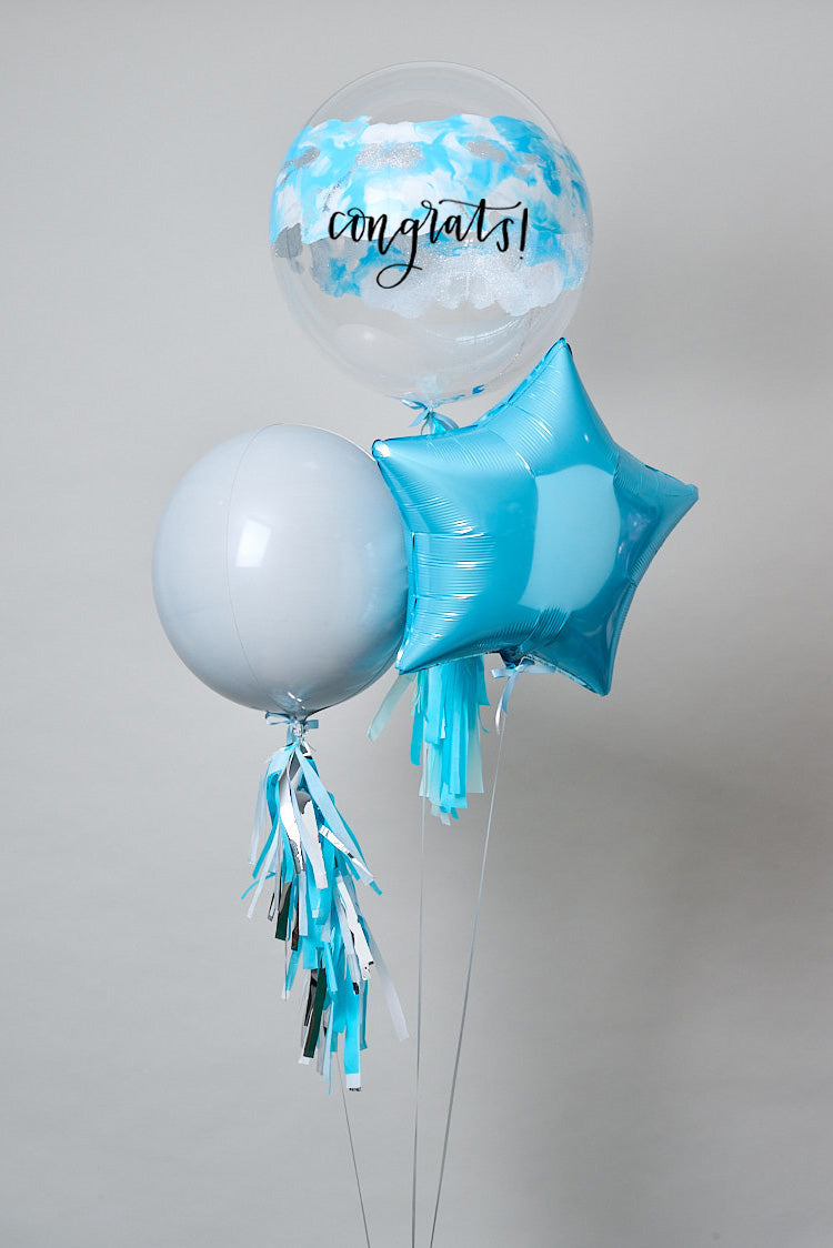 Globos Bouquet Nube Glitter Azul