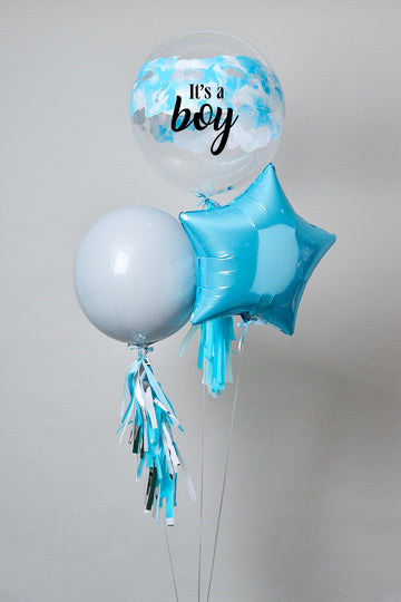 Globos Bouquet Nube Glitter Azul