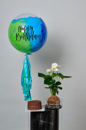 Set Kokedama Anthurium + Globo + Pastel