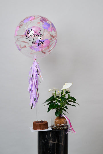 Kokedama Anthurium + Globo Glitter + Pastel